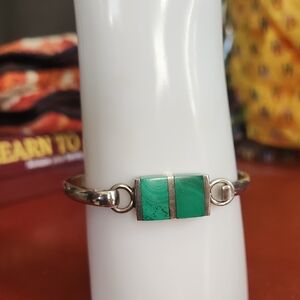 Taxco Silver and Malachite Bracelet